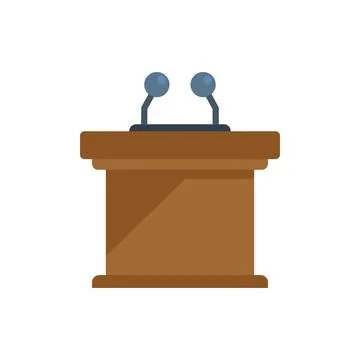 Speaker tribune icon flat vector. Business time Ilustração Stock