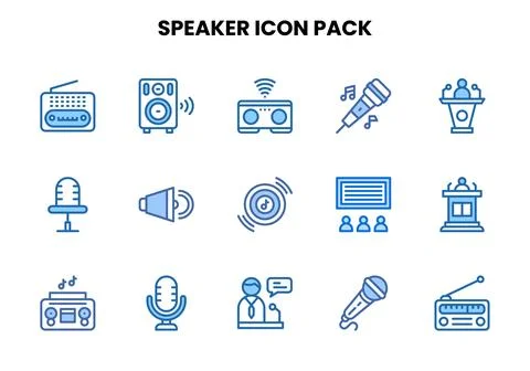 Speaker Two Colour Icons Pack Stock Illustration
