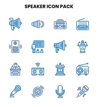Speaker Two Colour Icons Pack Stock Illustration