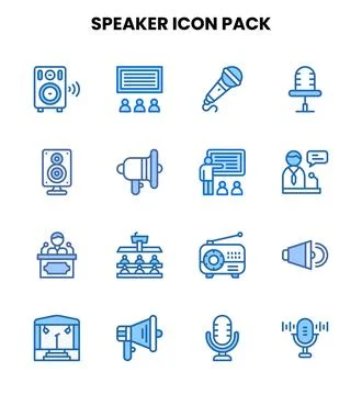 Speaker Two Colour Icons Pack Stock Illustration