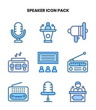 Speaker Two Colour Set Icons Pack Stock Illustration