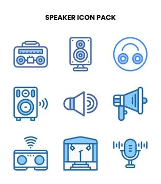 Speaker Two Colour Vector Icons Pack Stock Illustration