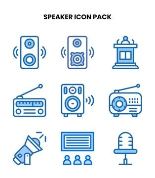 Speaker Two Colour Vector Icons Pack Stock Illustration