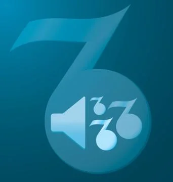 Speaker with two musical notes on a musical note silhouette Stock Illustration