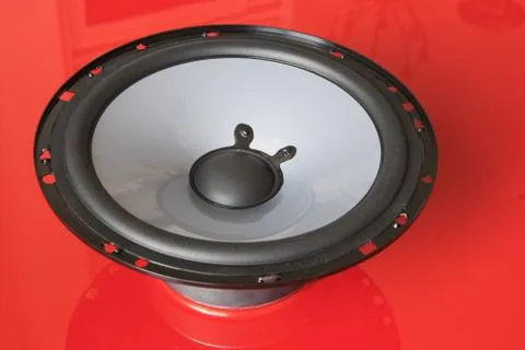 Speaker unit on red Foto stock