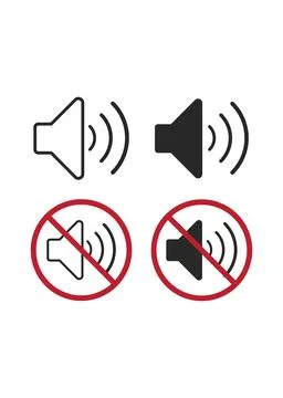 Speaker Volume and Mute Audio Icon Set for User Interface Stock Illustration