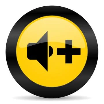 Speaker volume black yellow web icon Stock Illustration
