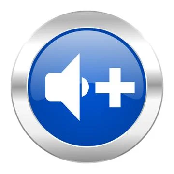 Speaker volume blue circle chrome web icon isolated. Stock Illustration