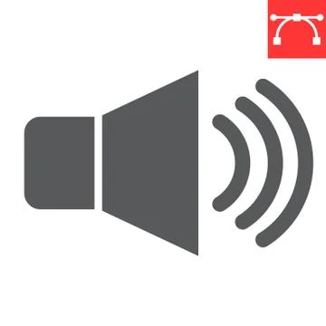 Speaker volume glyph icon, ui and button, sound volume sign vector graphics Stock Illustration