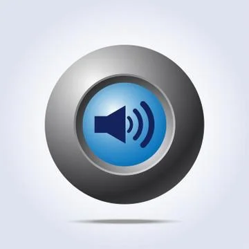 Speaker volume icon on blue button Stock Illustration