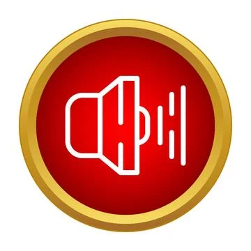 Speaker volume icon broadcasting sound as red media button Stock Illustration