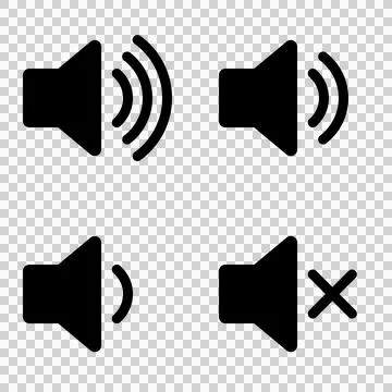 Speaker volume icon set (black) Stock Illustration
