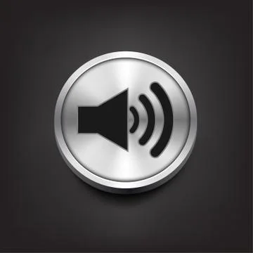 Speaker volume icon on silver button Stock Illustration