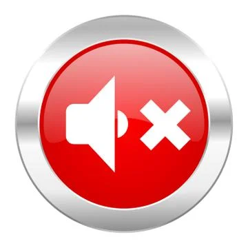 Speaker volume red circle chrome web icon isolated. Stock Illustration