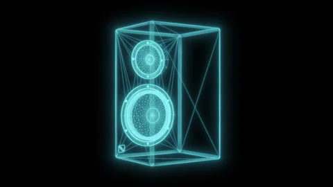Speaker Wireframe Rotating on Dark Video Background Stock Footage 337524729
