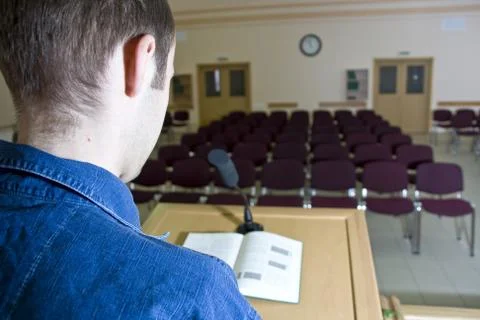 Speaker at work and empty auditorium Stock Photos