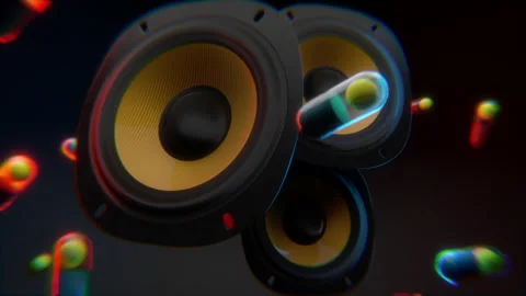 Speakers beating at different frequencies Stock Footage 240799087