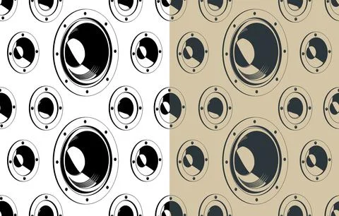 Speakers of different sizes seamless pattern Stock Illustration