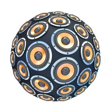 Speakers in form of sphere isolated Stock Illustration