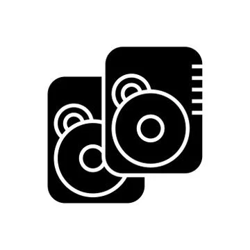 Speakers -hard disk icon, vector illustration, black sign on isolated background Stockillustratie