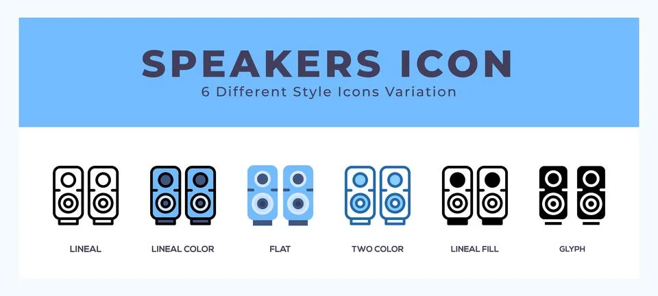 Speakers icon illustration vector with different styles Ilustração Stock