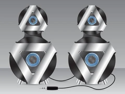 Speakers with metal and plastic elements Illustrazione stock