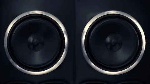 Speakers music vibrating sub cone beats bass club loudspeaker sound boom box 4k Stock Footage