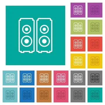 Speakers outline square flat multi colored icons Stock Illustration