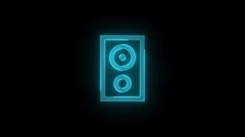 Speakers shape stroke icon glowing neon cyan color animation Stock Footage 279301454