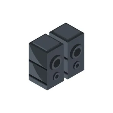 Speakers technology hardware device computer isometric Stock Illustration