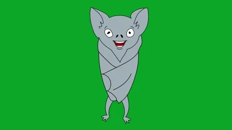 Speaking 2D Animated Bat Character Green Screen with Lip Sync Dialogue Stock Footage 319405447