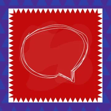 Speaking bubble inside asymmetrical shaped form format of colourful thing object Stock Illustration