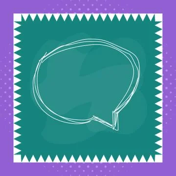 Speaking bubble inside asymmetrical shaped form format of colourful thing object Stock Illustration