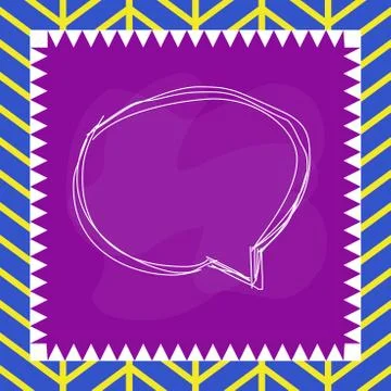 Speaking bubble inside asymmetrical shaped form format of colourful thing object Stockillustratie
