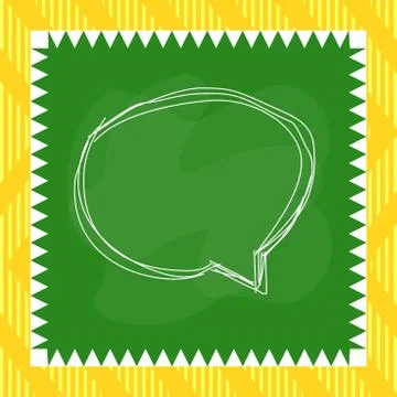 Speaking bubble inside asymmetrical shaped form format of colourful thing object Stock Illustration
