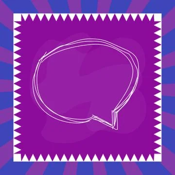 Speaking bubble inside asymmetrical shaped form format of colourful thing object Stock Illustration