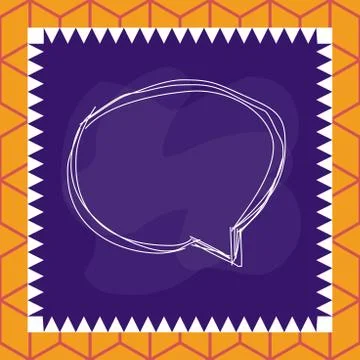 Speaking bubble inside asymmetrical shaped form format of colourful thing object Stock Illustration