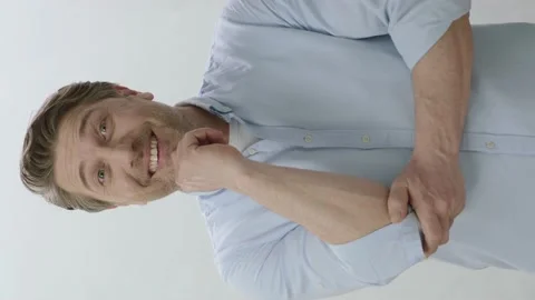 Speaking to the camera, the man was very happy with the news he received. Stock Footage 201034250