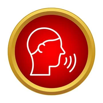 Speaking head icon representing voice communication and sound Illustration