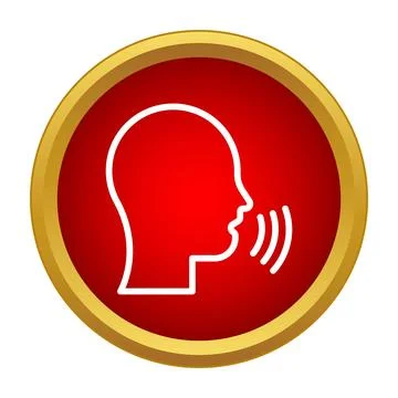 Speaking head icon representing voice communication and sound Illustration