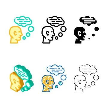 Speaking human color icon vector styleset 스톡 일러스트