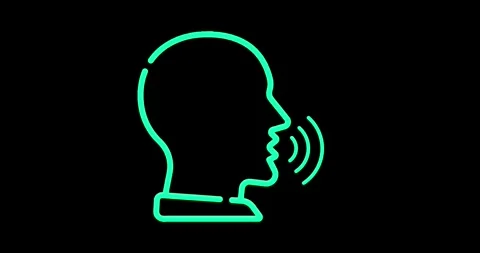 Speaking icon animation on black background. speaking minimalist line anima.. Video stock 329018399