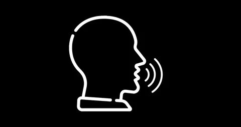 Speaking icon animation on black background. speaking minimalist line anima.. Stock Footage 329018412