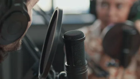 Speaking into Microphone During Recordin... | Stock Video | Pond5