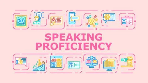 Speaking proficiency banner icon vector illustration Illustration