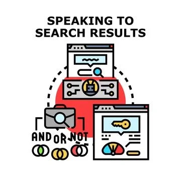 Speaking to search results vector concept illustration Illustrazione stock
