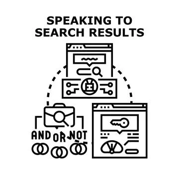 Speaking to search results vector concept illustration Illustration