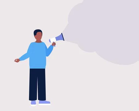 Speaks into a megaphone Stock Illustration