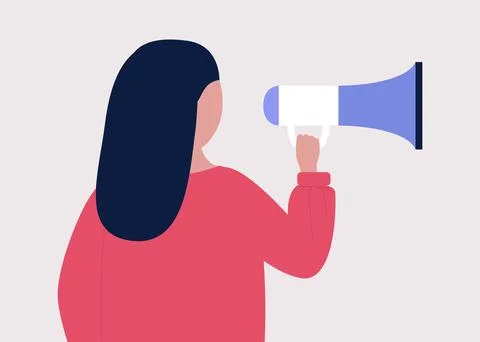 Speaks into a megaphone Stock Illustration