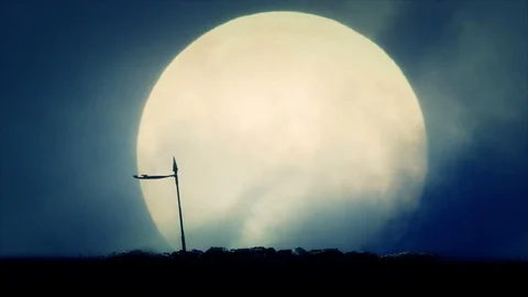 Spear After Battle on a Full Moon Background Stock Footage 95161833